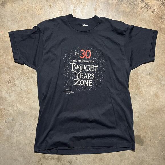 Vintage 80s Twilight Years Zone Entering 30 Black Shirt - Picture 1 of 4
